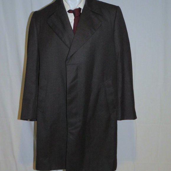 Edward Sexton Savile Row Bespoke Charcoal Gabardine Hideaway Button Overcoat 44R - Picture 2 of 12